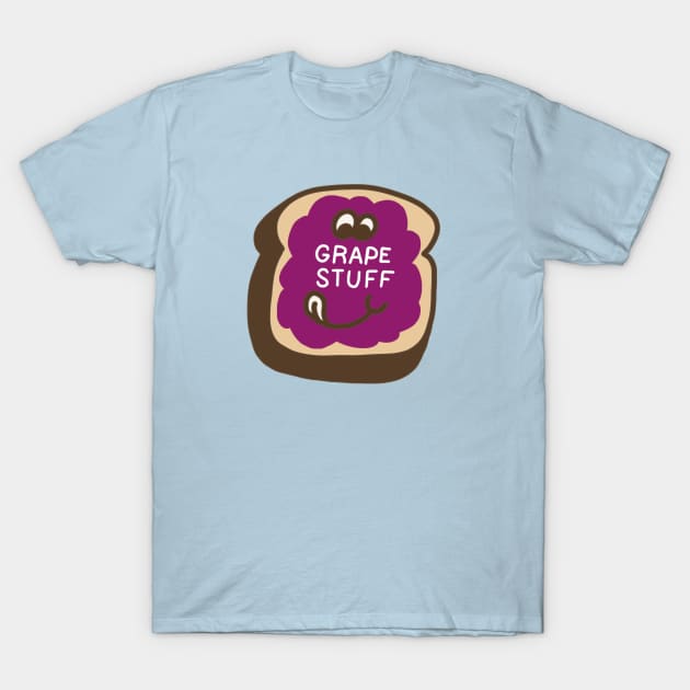 Grape Stuff - Punny Retro Scratch N' Sniff Sticker T-Shirt by sombreroinc